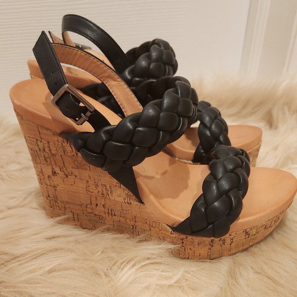 MIA Black Wedge Sandals